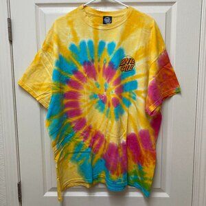 Santa Cruz Skateboarding Toxic Hand T-Shirt Adult 2XL Tie Dye Shirt Double Sided